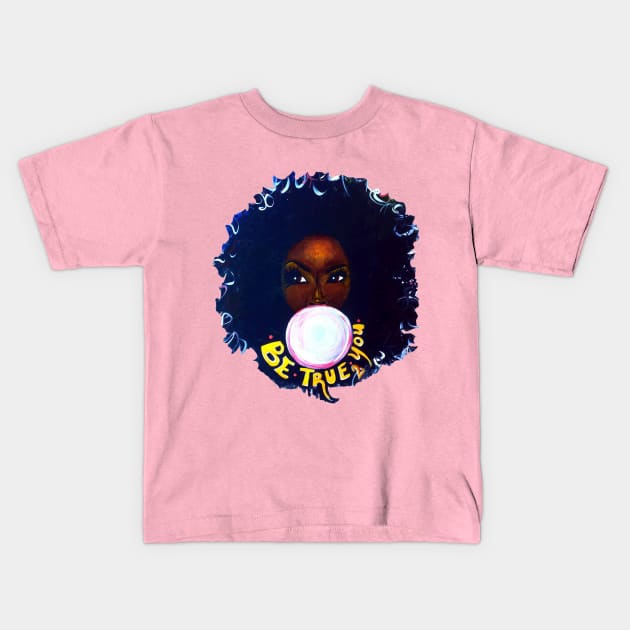 Afro Hair Brown Skin Kids T-Shirt by EllenDaisyShop